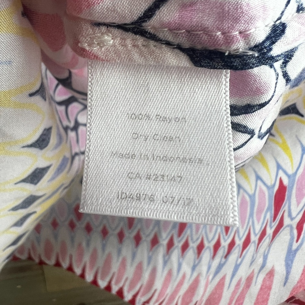 Talbots Womns Shirt 3/4 Sleeve Geometric Striped Colorful Blouse Size PL - Picture 8 of 8